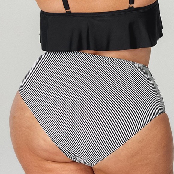 NWT CUPSHE Stripe Swimsuit Bikini Bottom Ruched Plus Size 3X - Picture 3 of 6